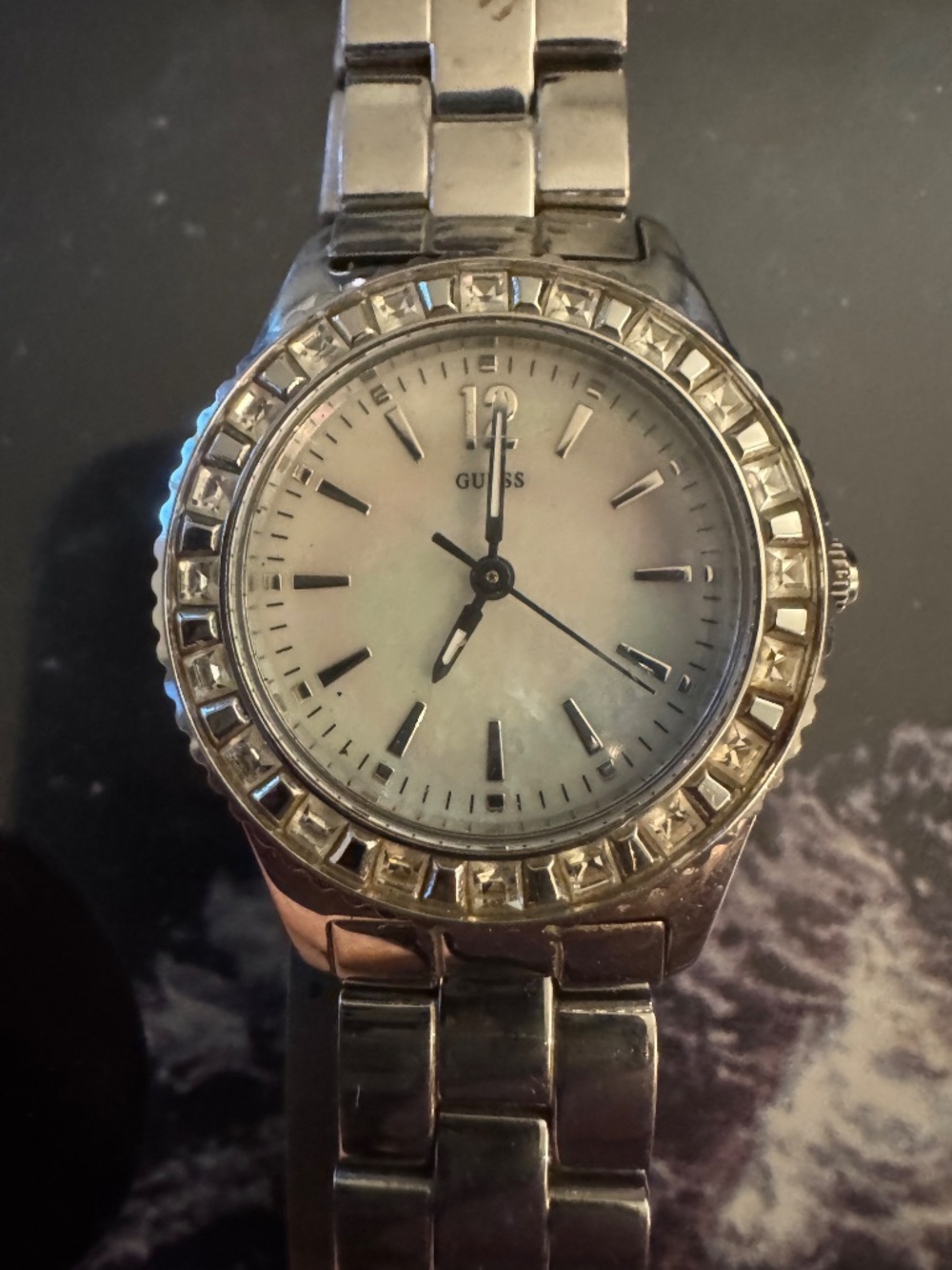 Women’s GUESS Stainless Steel Watch - Crystal Bezel - Working Condition